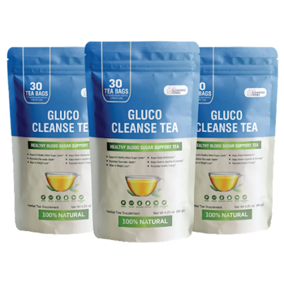 Gluco Cleanse Tea Blood Sugar Health — Front Label